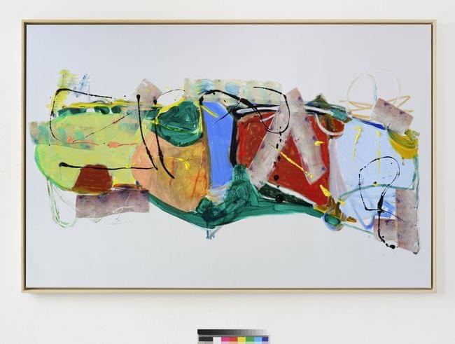 Martin Lukac x Laformela 3 120 x 105 cm 2019 acrylic and various materials on cotton